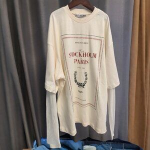 Acne Studios Graphic Long Sleeve Layered T-Shirt Ivory